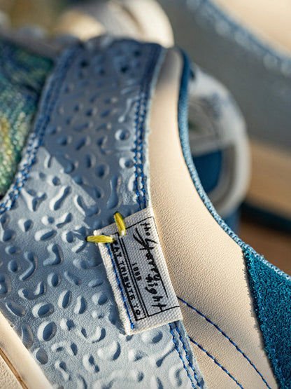 Landscape-Panel Retro Low-Top Skate Sneakers