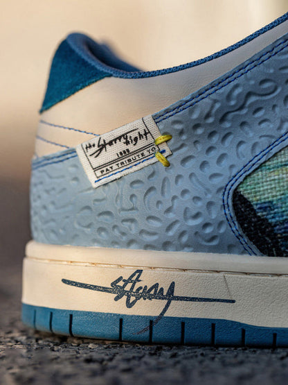 Landscape-Panel Retro Low-Top Skate Sneakers