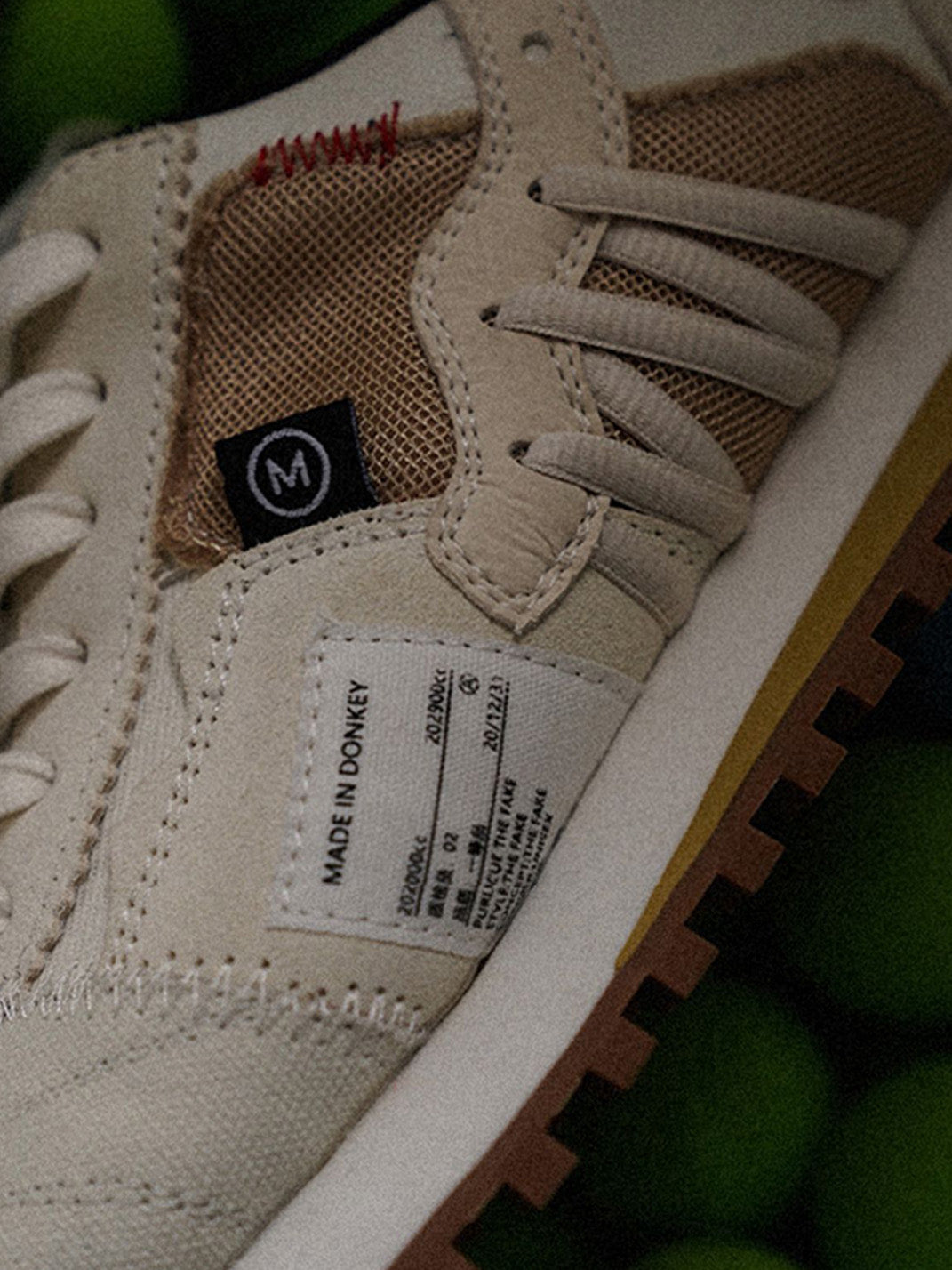Ivory Waffle-Sole Retro Runner Sneakers