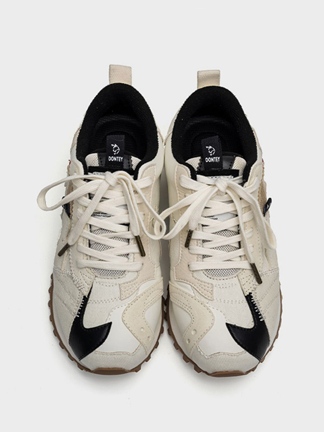 Ivory Waffle-Sole Retro Runner Sneakers