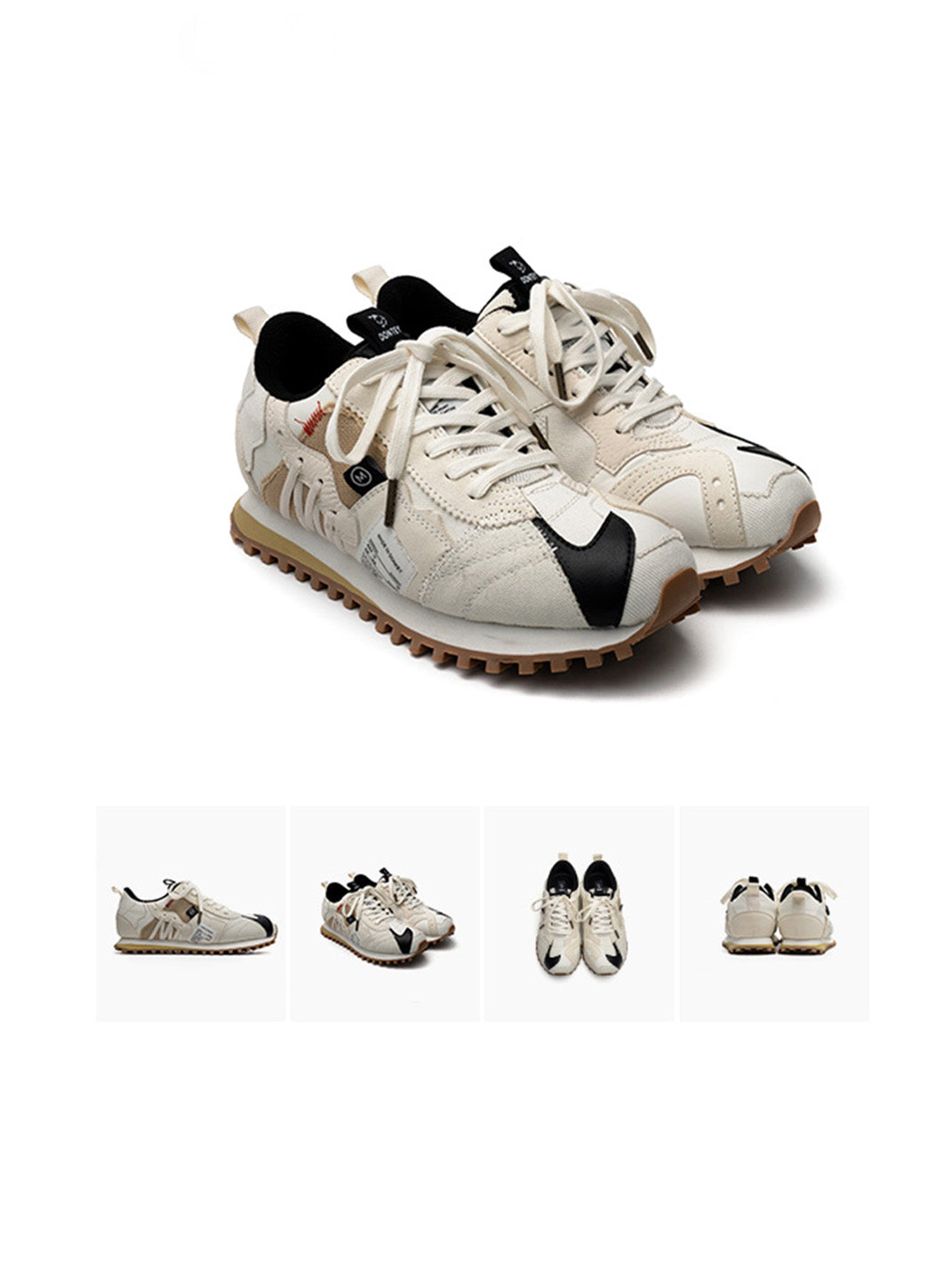 Ivory Waffle-Sole Retro Runner Sneakers