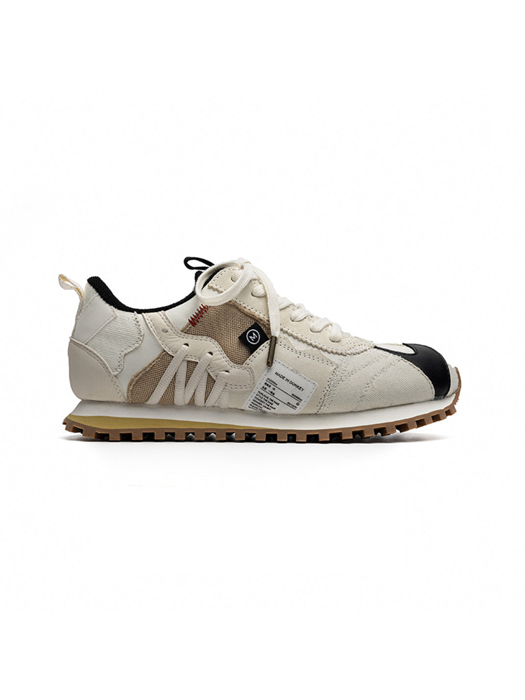 Ivory Waffle-Sole Retro Runner Sneakers