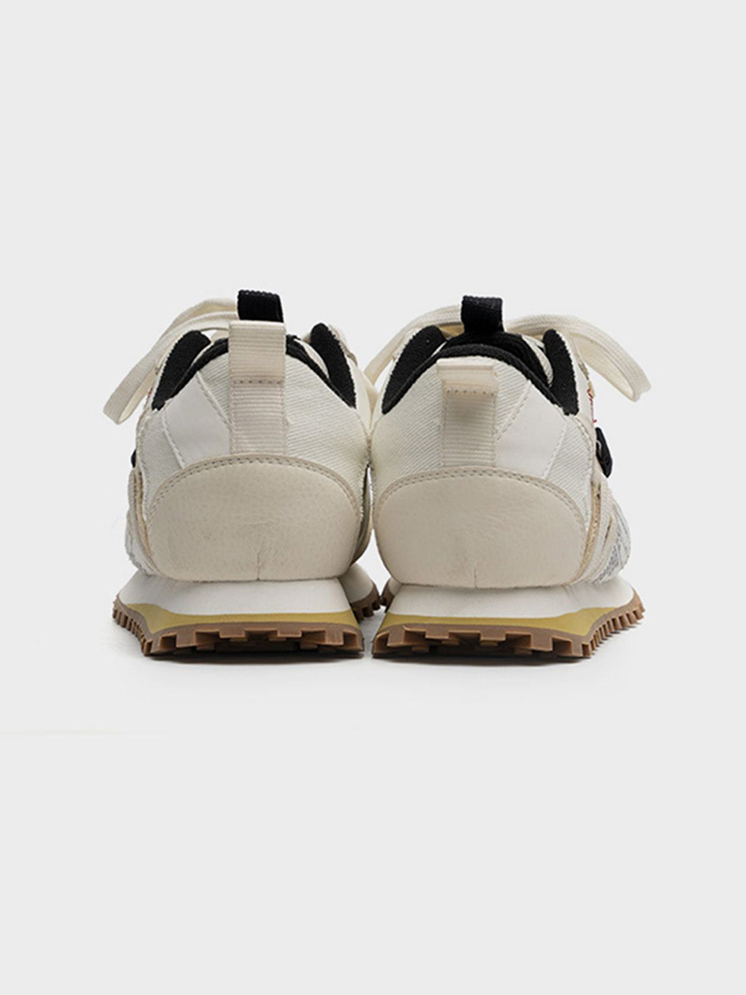 Ivory Waffle-Sole Retro Runner Sneakers