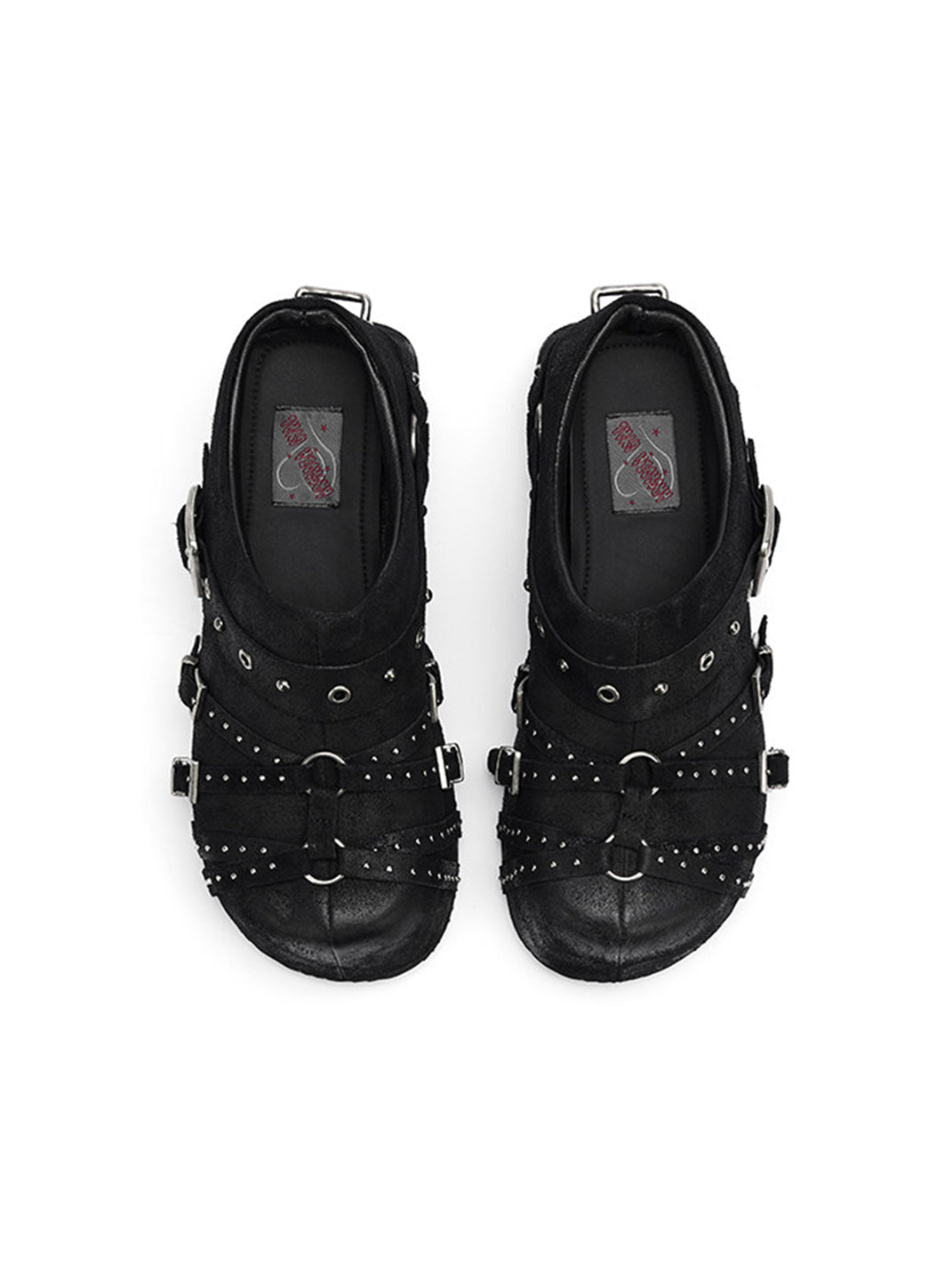 Multi-Buckle Studded Closed-Toe Mules