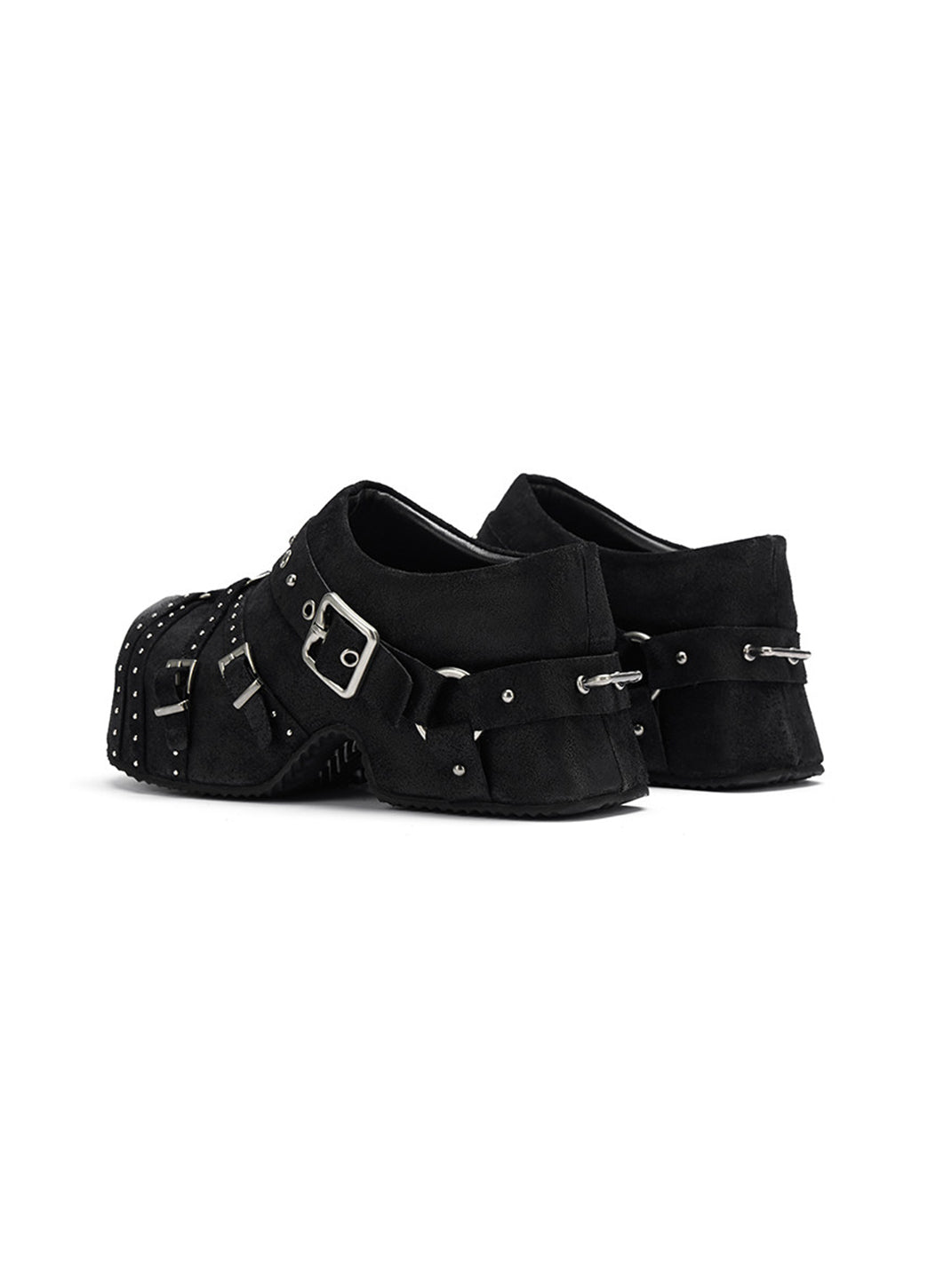 Multi-Buckle Studded Closed-Toe Mules