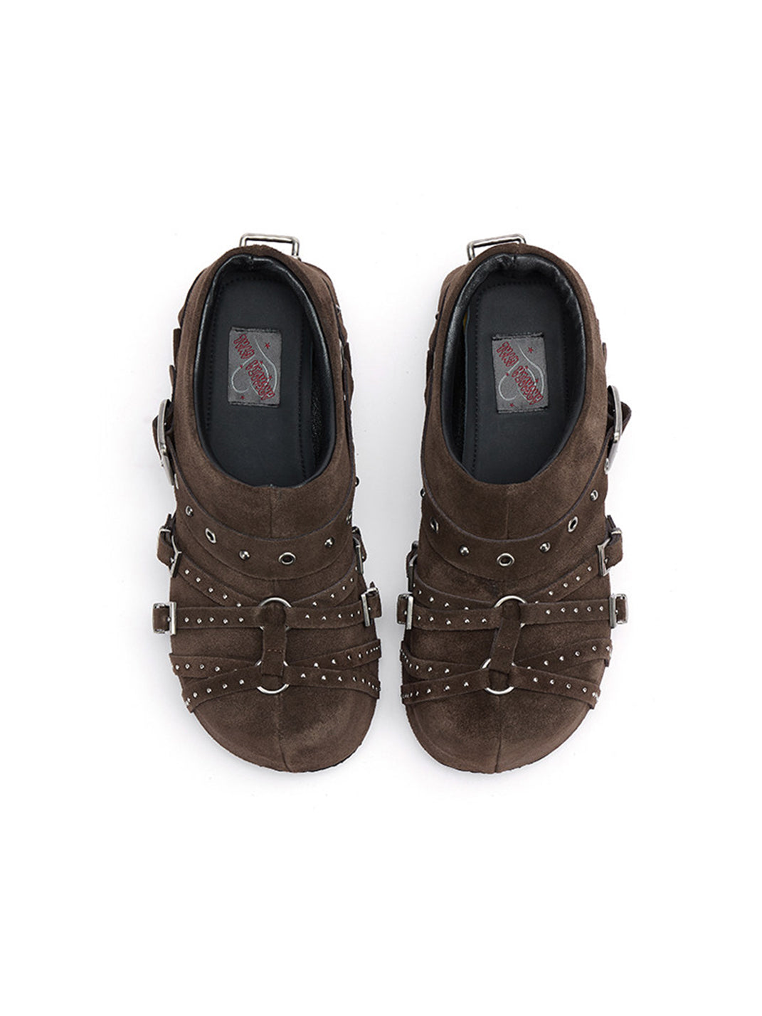 Multi-Buckle Studded Closed-Toe Mules