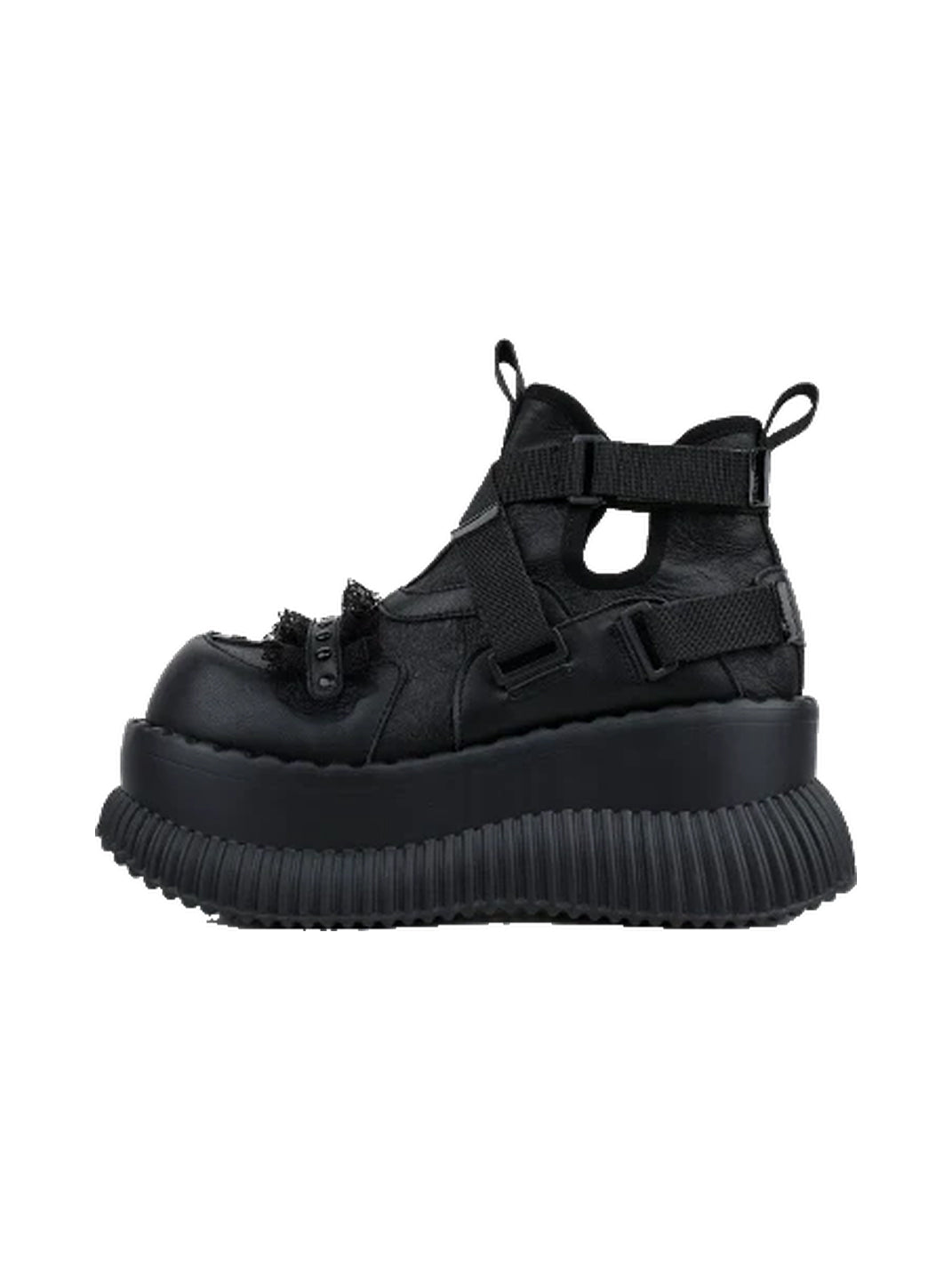 Multi-Buckle Studded Platform Ankle Boots
