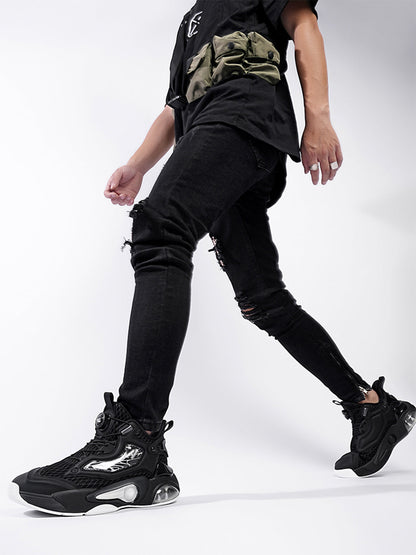 Black Air-Cushion Runner Sneakers