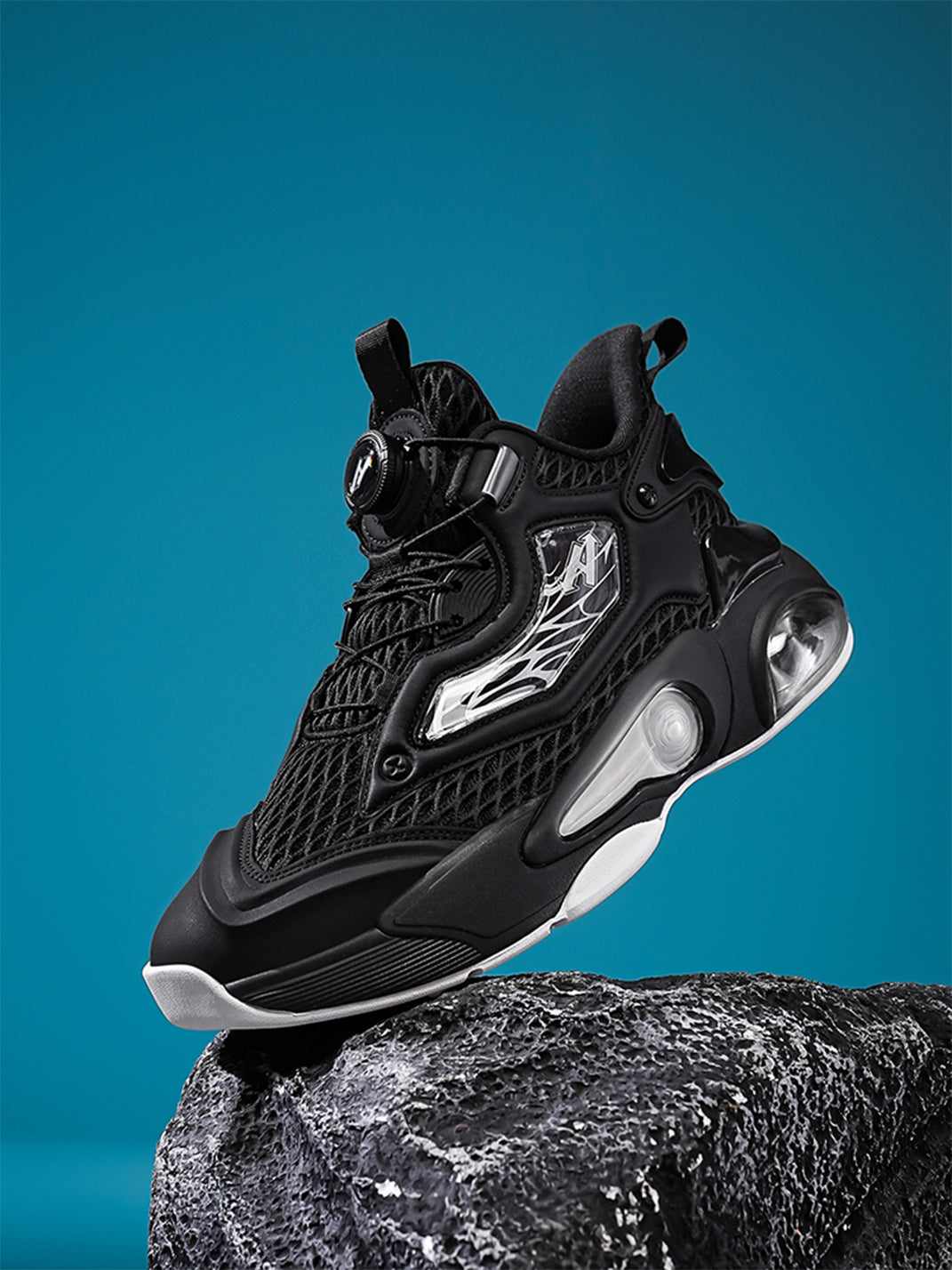 Black Air-Cushion Runner Sneakers