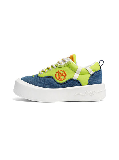 Neon Colorblock Canvas Platform Sneakers