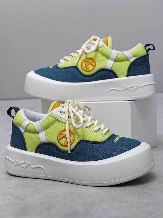Neon Colorblock Canvas Platform Sneakers