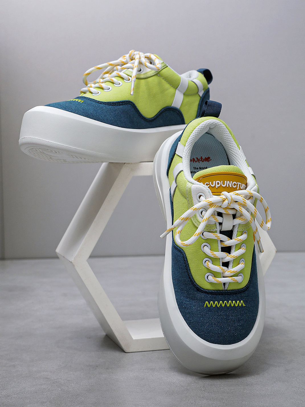Neon Colorblock Canvas Platform Sneakers