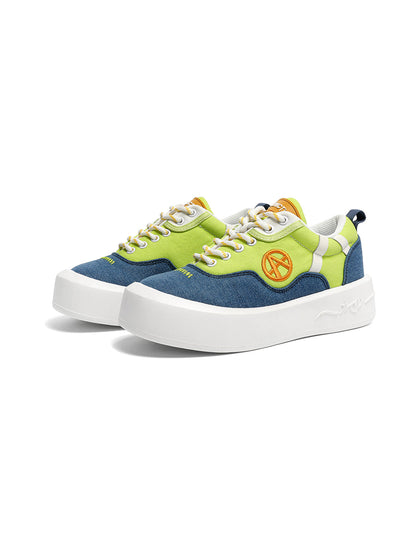 Neon Colorblock Canvas Platform Sneakers