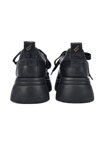 Floral-Sequin Platform Derby Shoes