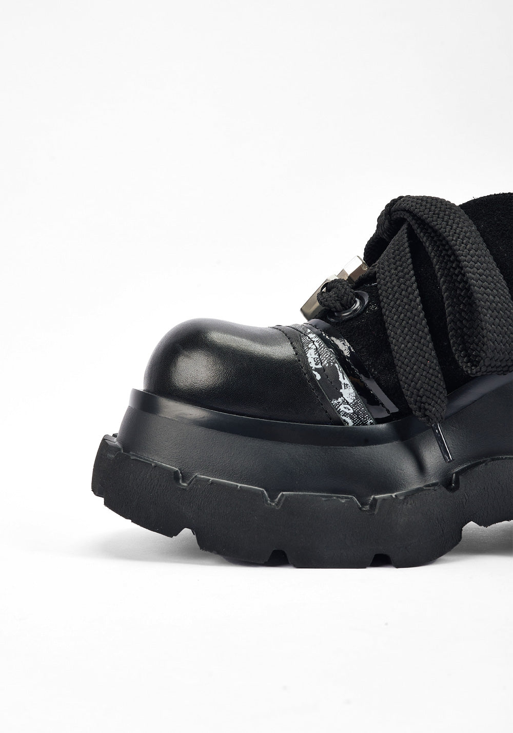 Horsehide Rope-Lace Platform Derby Shoes