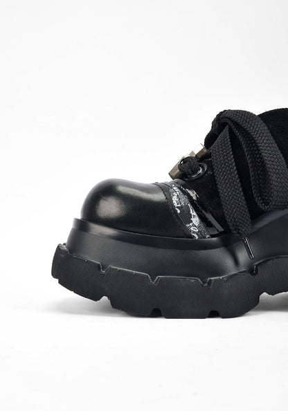 Horsehide Rope-Lace Platform Derby Shoes