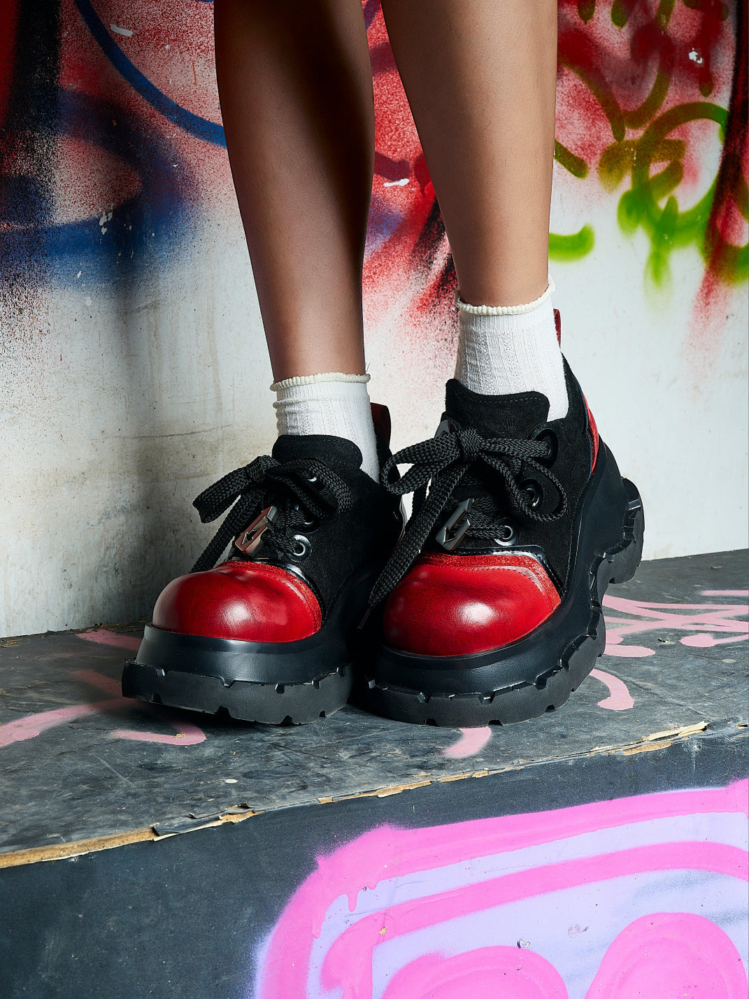 Red-Toe Nocturne Platform Derby Shoes