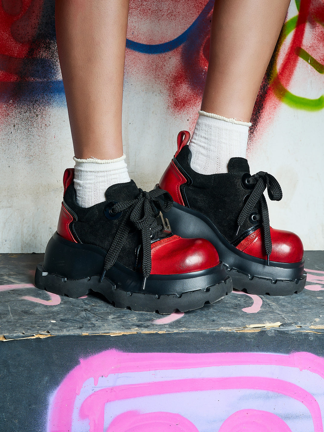 Red-Toe Nocturne Platform Derby Shoes