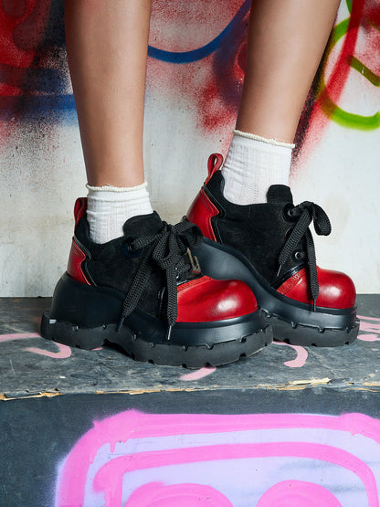 Red-Toe Nocturne Platform Derby Shoes
