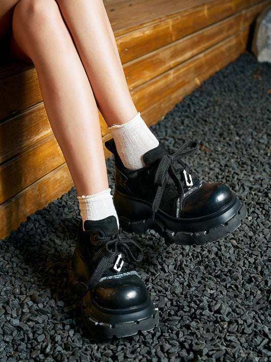 Detachable-Plush Platform Derby Shoes