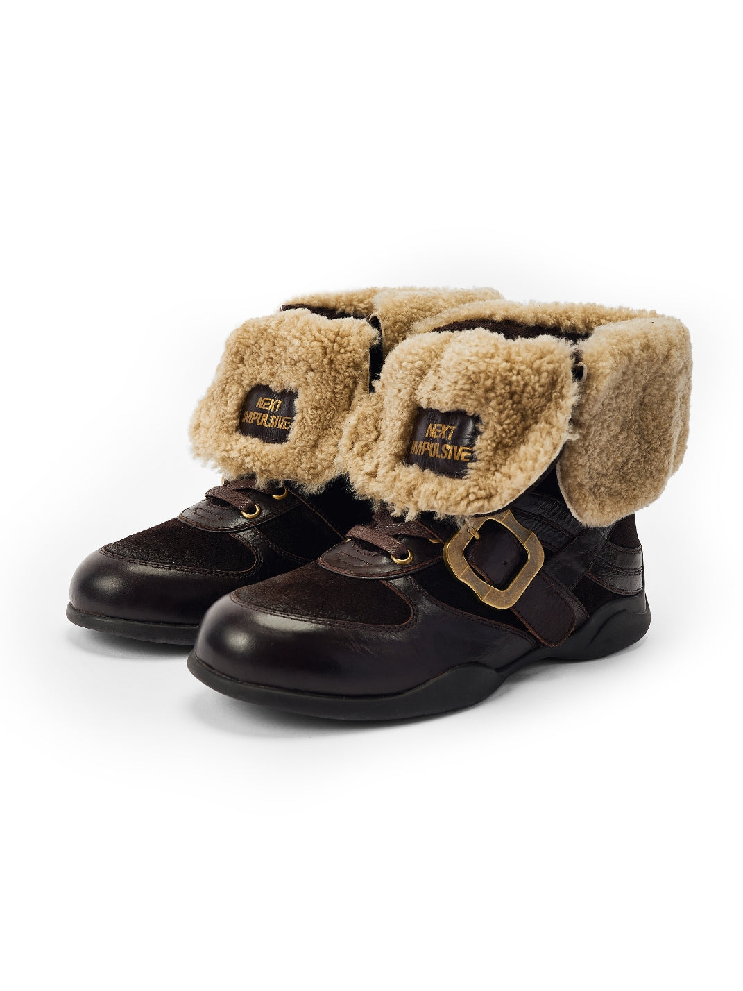 Shearling-Cuff Navajo Leather Ankle Boots