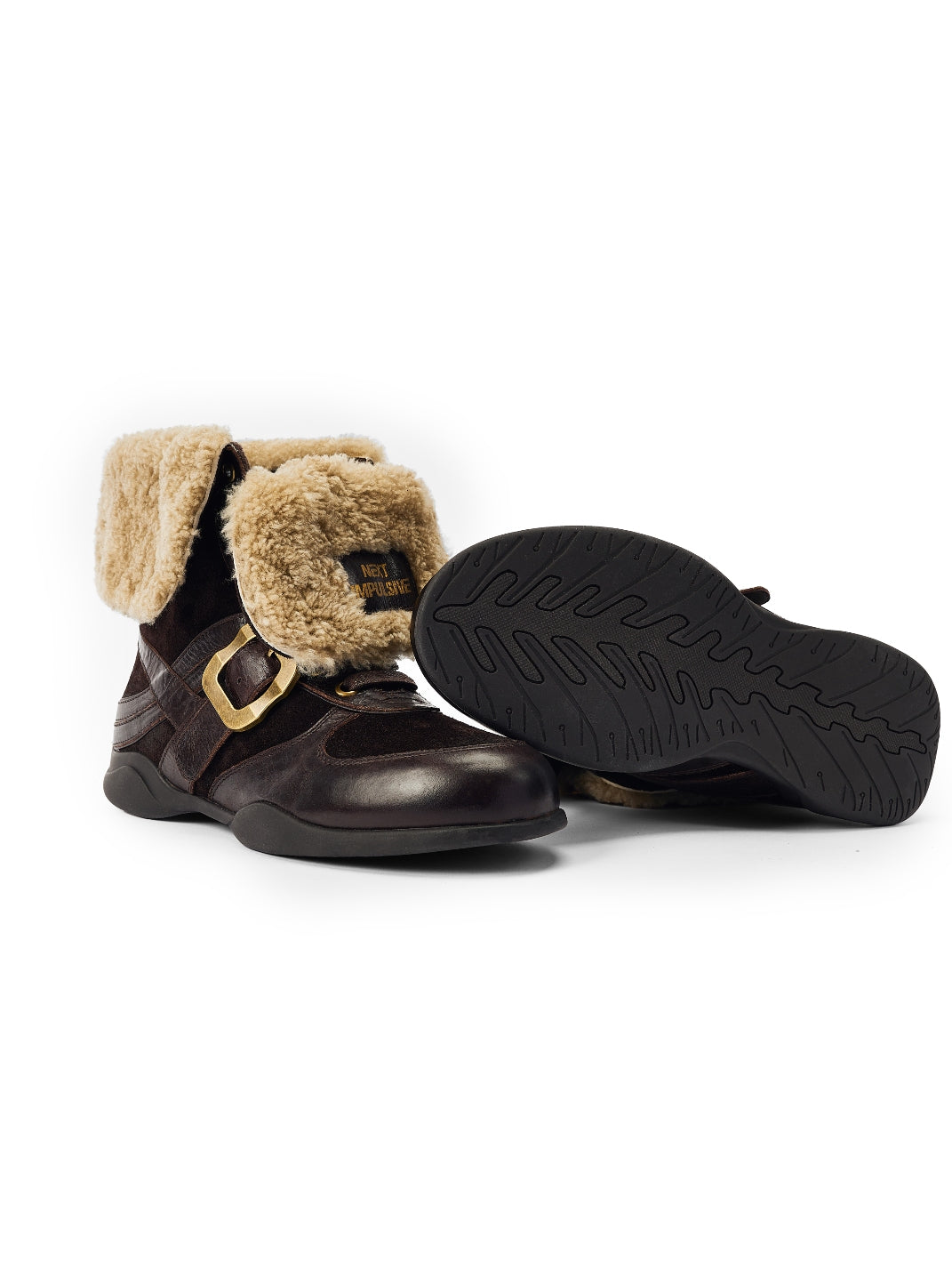 Shearling-Cuff Navajo Leather Ankle Boots