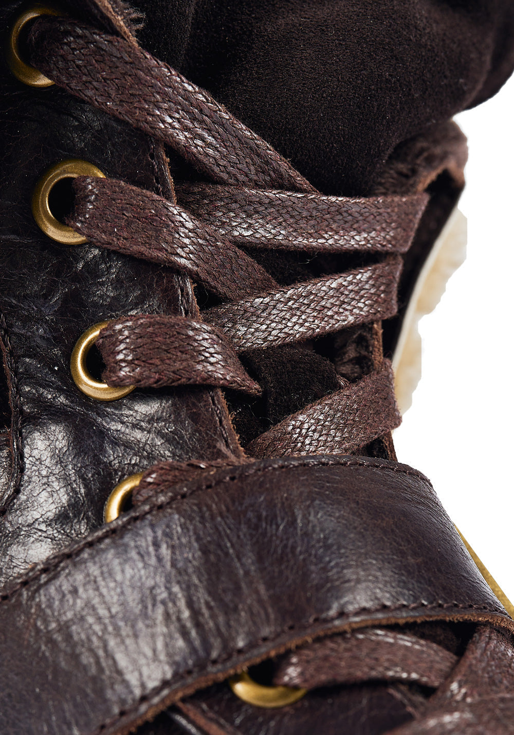 Shearling-Cuff Navajo Leather Ankle Boots