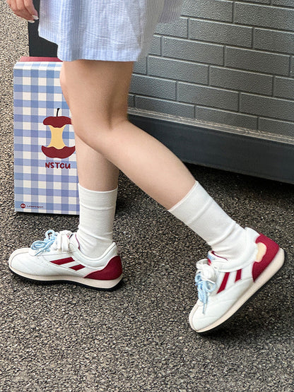 Apple-Detail Mesh Retro Runner Sneakers