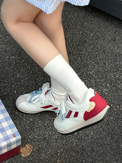 Apple-Detail Mesh Retro Runner Sneakers