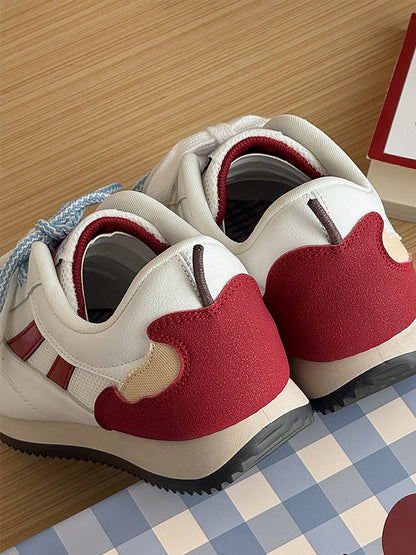 Apple-Detail Mesh Retro Runner Sneakers