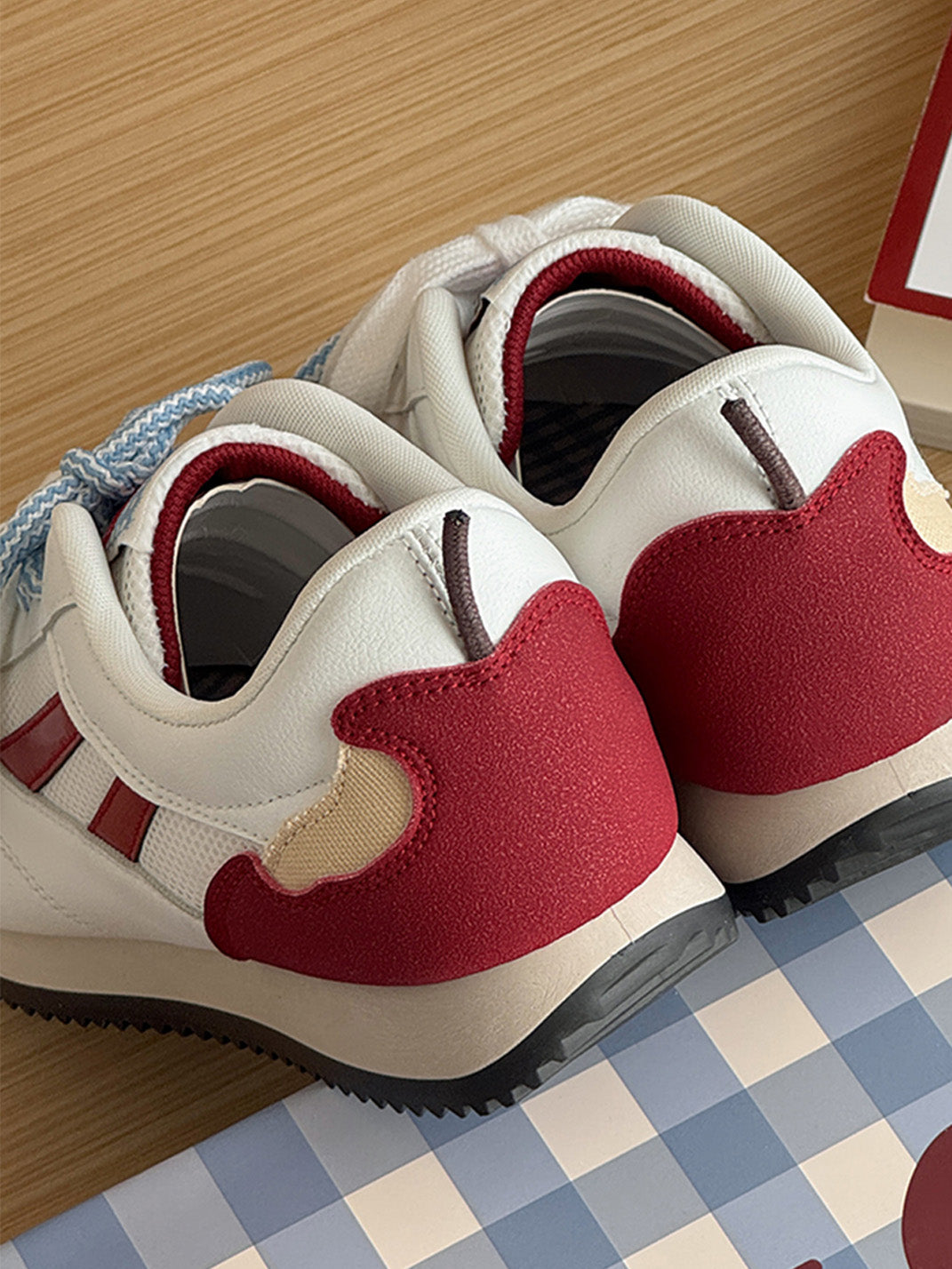 Apple-Detail Mesh Retro Runner Sneakers