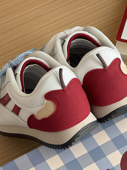 Apple-Detail Mesh Retro Runner Sneakers