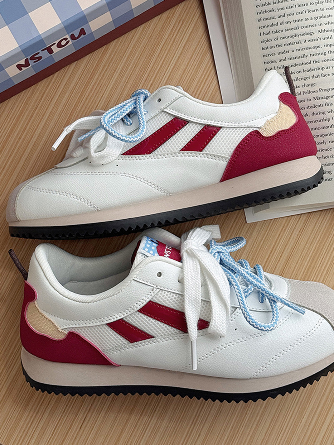 Apple-Detail Mesh Retro Runner Sneakers