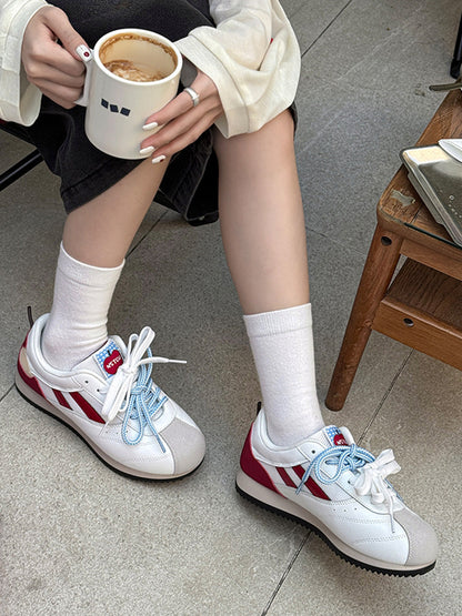 Apple-Detail Mesh Retro Runner Sneakers