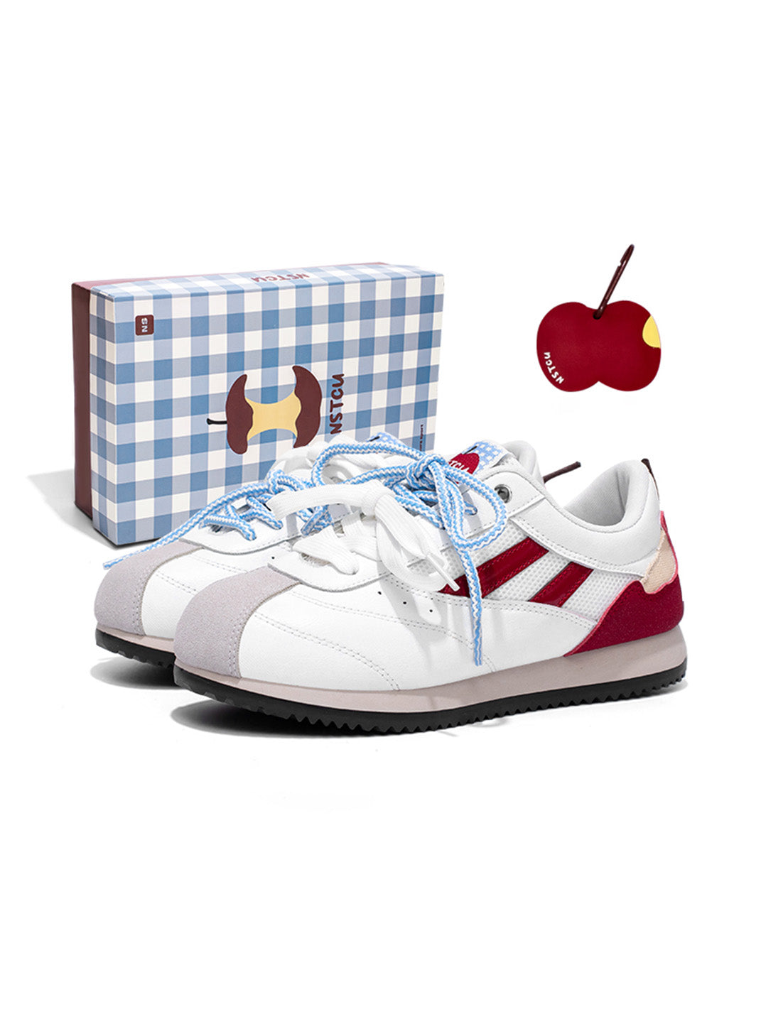 Apple-Detail Mesh Retro Runner Sneakers