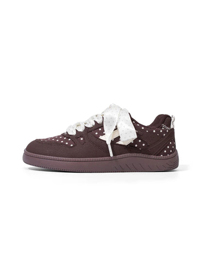 Polka-Dot Ribbon Low-Top Skate Sneakers