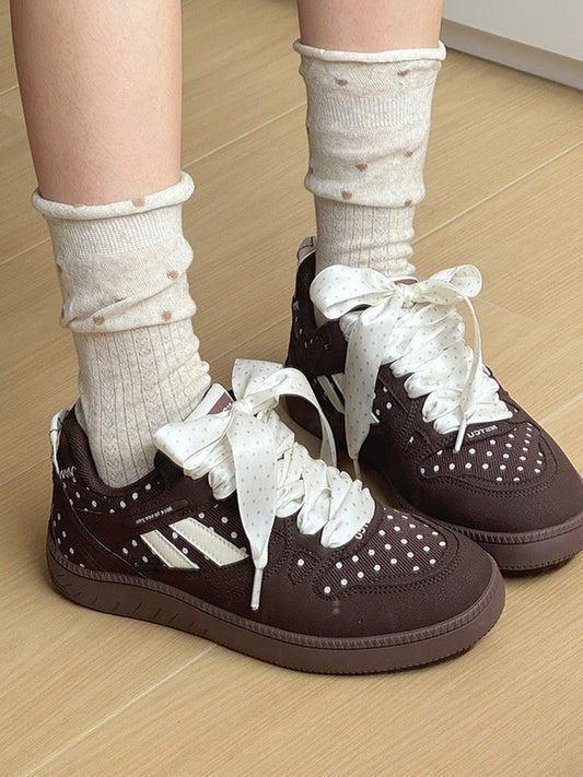 Polka-Dot Ribbon Low-Top Skate Sneakers