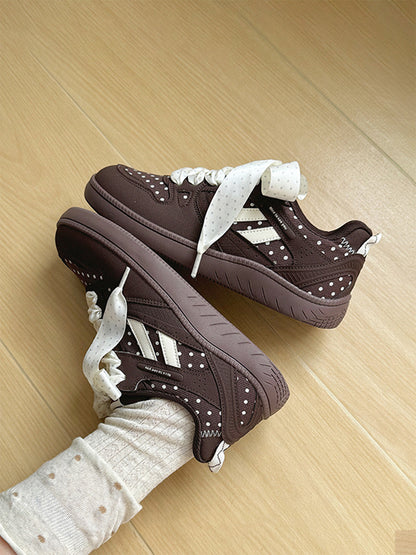 Polka-Dot Ribbon Low-Top Skate Sneakers
