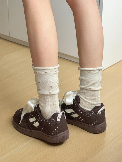 Polka-Dot Ribbon Low-Top Skate Sneakers