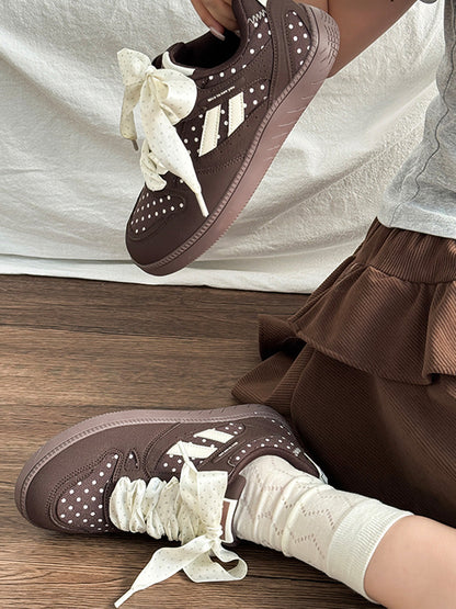 Polka-Dot Ribbon Low-Top Skate Sneakers