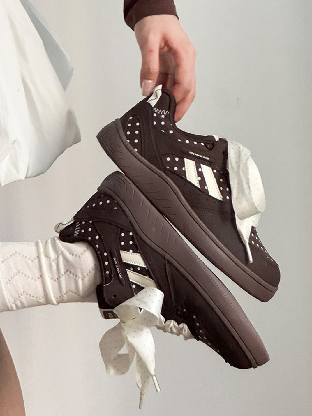 Polka-Dot Ribbon Low-Top Skate Sneakers