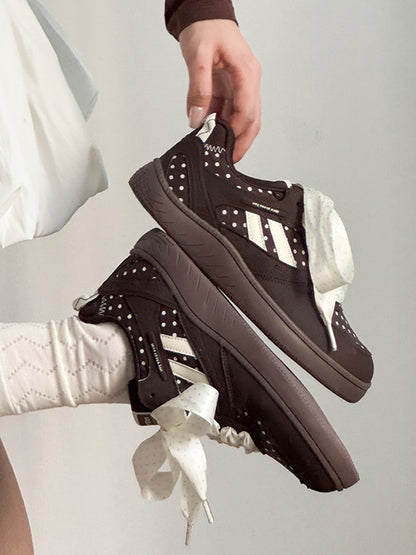 Polka-Dot Ribbon Low-Top Skate Sneakers