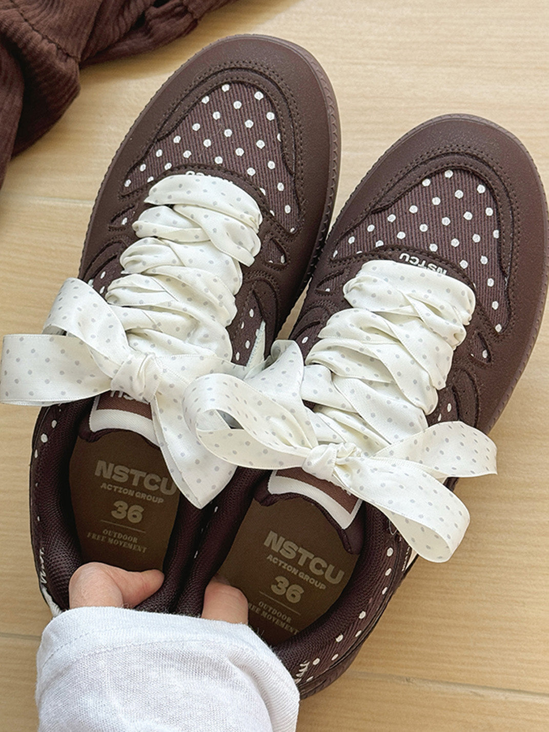 Polka-Dot Ribbon Low-Top Skate Sneakers