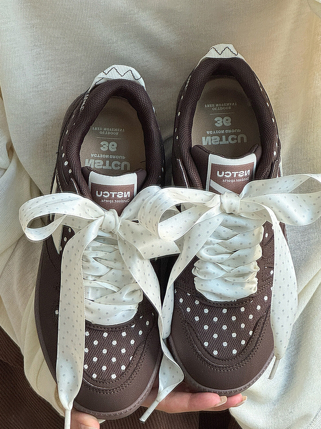 Polka-Dot Ribbon Low-Top Skate Sneakers
