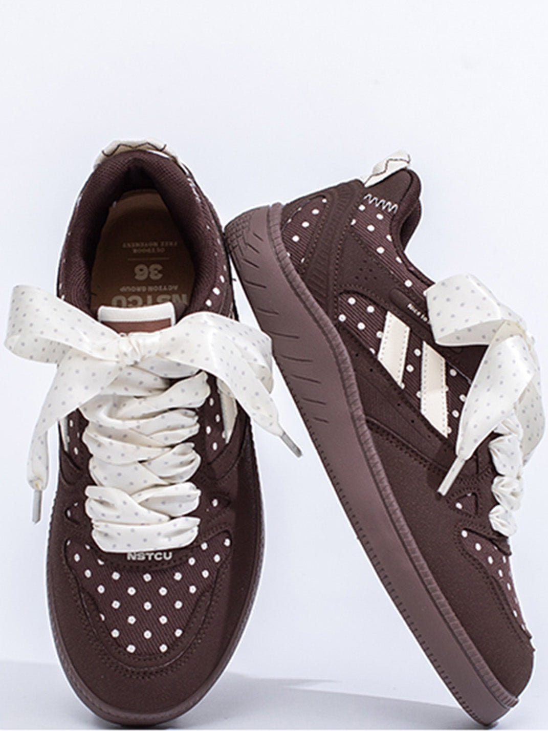 Polka-Dot Ribbon Low-Top Skate Sneakers