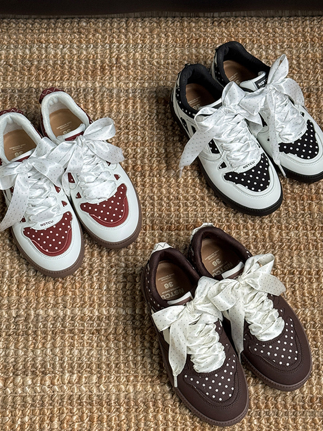Polka-Dot Ribbon Low-Top Skate Sneakers