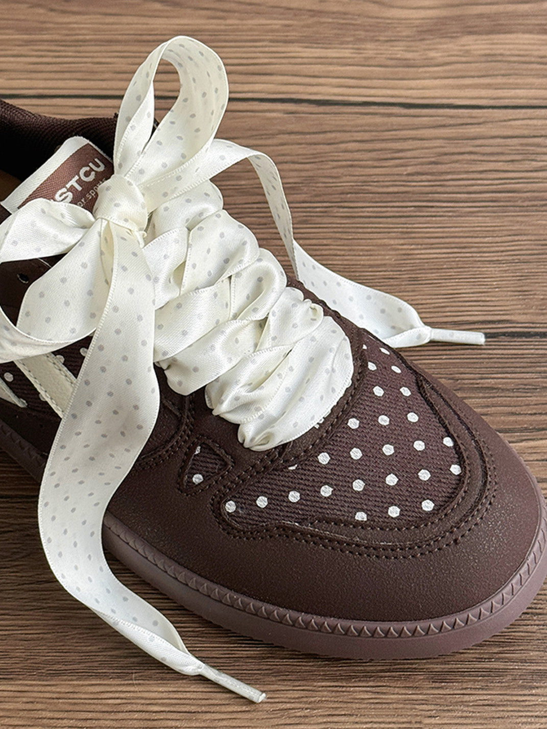 Polka-Dot Ribbon Low-Top Skate Sneakers