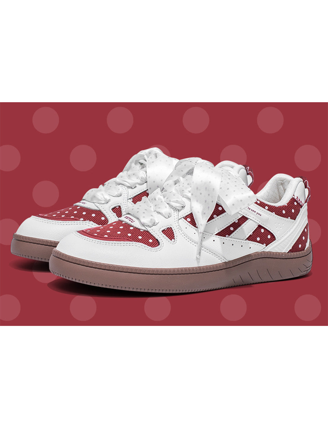 Polka-Dot Ribbon Low-Top Skate Sneakers