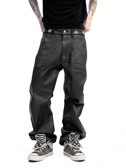 Zebra-Panel Studded Canvas High-Top Sneakers