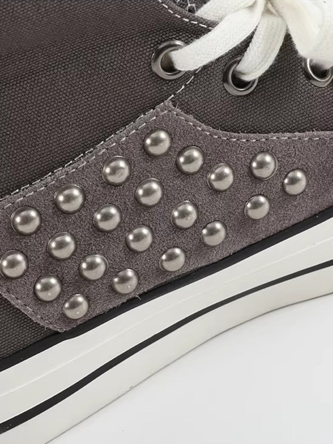Zebra-Panel Studded Canvas High-Top Sneakers